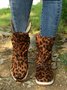 Leopard Snake Print Plain Casual Short Boots