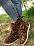 Leopard Snake Print Plain Casual Short Boots