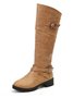 Buckle Zip Casual Straight Boots