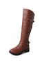 Buckle Zip Casual Straight Boots