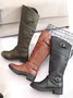 Buckle Zip Casual Straight Boots