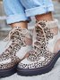 Leopard Print Plain Champagne Patchwork Warm Outdoor Boots