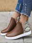 Snake Print Stitching Casual Inner Heightening Ankle Boots