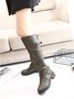 Buckle Zip Casual Straight Boots