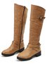 Buckle Zip Casual Straight Boots
