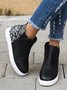 Snake Print Stitching Casual Inner Heightening Ankle Boots