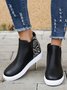 Snake Print Stitching Casual Inner Heightening Ankle Boots