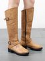 Buckle Zip Casual Straight Boots