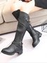 Buckle Zip Casual Straight Boots