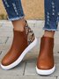 Snake Print Stitching Casual Inner Heightening Ankle Boots