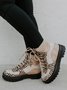 Leopard Print Plain Champagne Patchwork Warm Outdoor Boots