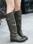 Buckle Zip Casual Straight Boots