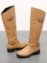 Buckle Zip Casual Straight Boots