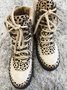 Leopard Print Plain Champagne Patchwork Warm Outdoor Boots