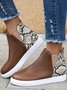 Snake Print Stitching Casual Inner Heightening Ankle Boots