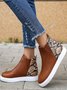Snake Print Stitching Casual Inner Heightening Ankle Boots