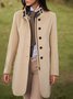 Loose Stand Collar Plain Overcoat