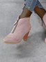 Leopard Print Plain Faux Leather Chunky Heel Boots