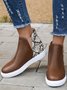 Snake Print Stitching Casual Inner Heightening Ankle Boots