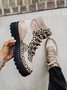 Leopard Print Plain Champagne Patchwork Warm Outdoor Boots