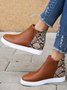 Snake Print Stitching Casual Inner Heightening Ankle Boots