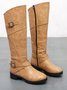 Buckle Zip Casual Straight Boots