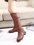 Buckle Zip Casual Straight Boots