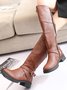 Buckle Zip Casual Straight Boots