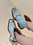 Denim Panel Fringed Western Cowboy Boots with Chain