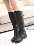 Buckle Zip Casual Straight Boots