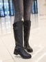 Buckle Zip Casual Straight Boots