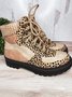 Leopard Print Plain Champagne Patchwork Warm Outdoor Boots