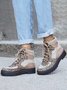 Leopard Print Plain Champagne Patchwork Warm Outdoor Boots