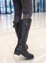 Buckle Zip Casual Straight Boots