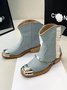 Denim Panel Fringed Western Cowboy Boots with Chain