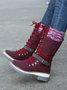 KNIT WOOL PANEL BUCKLE LACES Casual Hiking Boots