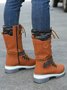 KNIT WOOL PANEL BUCKLE LACES Casual Hiking Boots