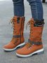 KNIT WOOL PANEL BUCKLE LACES Casual Hiking Boots
