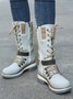 KNIT WOOL PANEL BUCKLE LACES Casual Hiking Boots