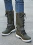 KNIT WOOL PANEL BUCKLE LACES Casual Hiking Boots