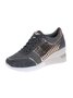 Leopard Gold Solid Color Cutout Mesh Casual Sneakers