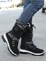 KNIT WOOL PANEL BUCKLE LACES Casual Hiking Boots