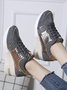Leopard Gold Solid Color Cutout Mesh Casual Sneakers