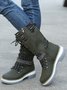 KNIT WOOL PANEL BUCKLE LACES Casual Hiking Boots