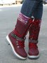KNIT WOOL PANEL BUCKLE LACES Casual Hiking Boots