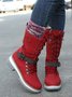 KNIT WOOL PANEL BUCKLE LACES Casual Hiking Boots