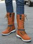 KNIT WOOL PANEL BUCKLE LACES Casual Hiking Boots