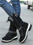 KNIT WOOL PANEL BUCKLE LACES Casual Hiking Boots
