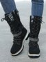 KNIT WOOL PANEL BUCKLE LACES Casual Hiking Boots