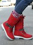 KNIT WOOL PANEL BUCKLE LACES Casual Hiking Boots